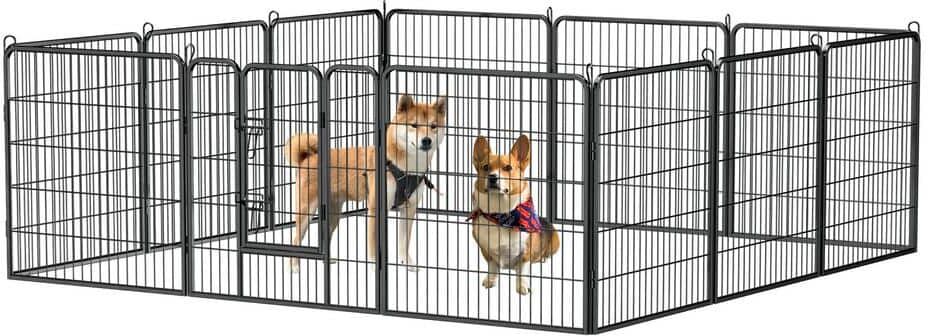 Miscool 32 in.H x32 in. W Foldable Heavy-Duty Metal Exercise Pens Indoor Outdoor Pet Fence Playpen Kit (12-Pieces)