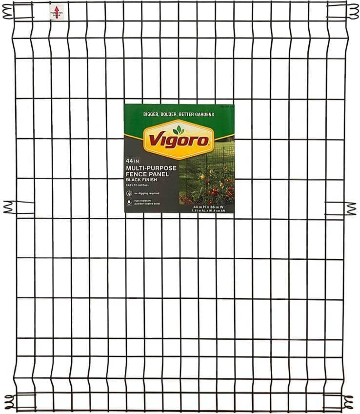 Vigoro Multi-Purpose  44.1 in. H x 36.8 in. W No Dig Black Metal Garden Fence Panel