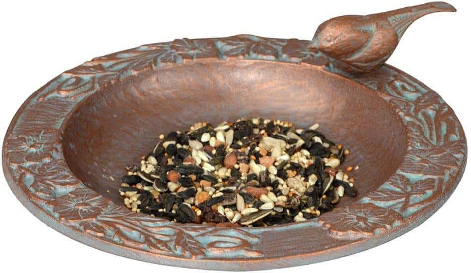 Whitehall Products Copper Verdigris Chickadee Garden Bird Feeder