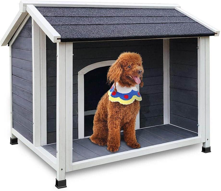 Foobrues Outdoor Wooden Dog House, Waterproof Dog Cage, Windproof and Warm Dog Kennel, Dog Crates for Small to Medium Dogs