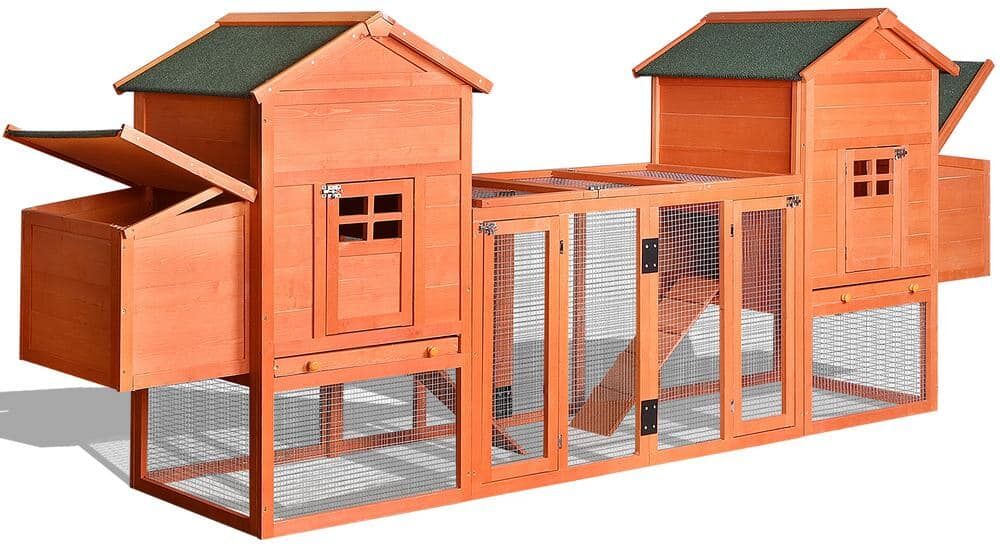 Foobrues 124 in. Large Hen Cage Rabbit House Chicken Coop Nesting Box