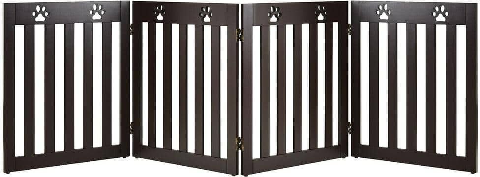 ANGELES HOME 24 in. x 19.5 in. MDF Folding Freestanding Pet Gate Dog Gate with 360° Hinge