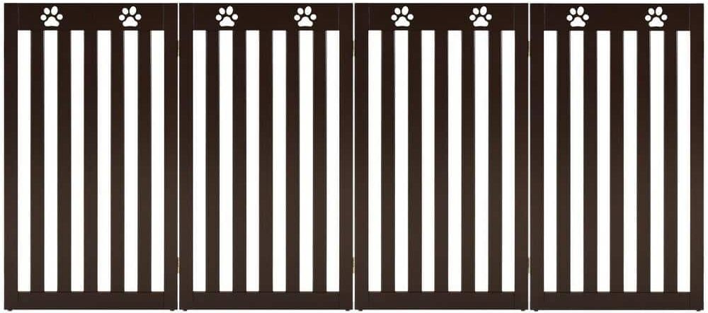 ANGELES HOME 36 in. Folding Wooden Freestanding Pet Gate with 360° Hinge