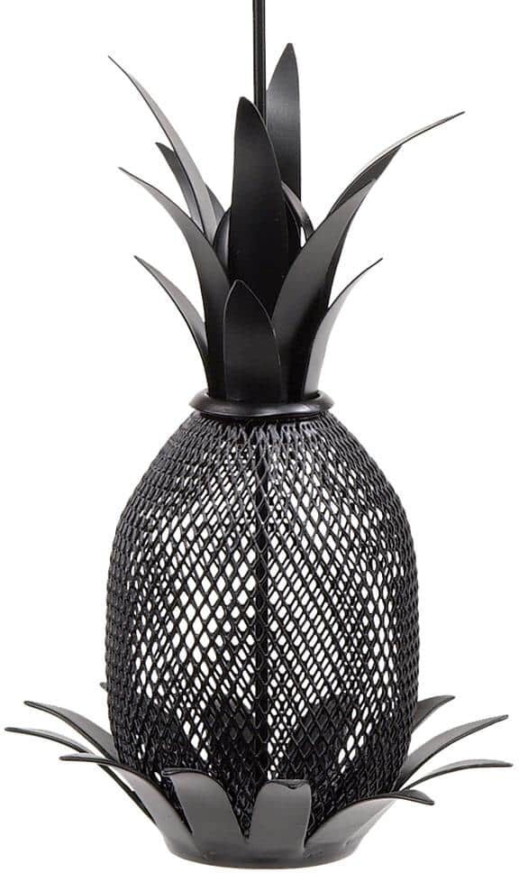 ACHLA DESIGNS 18 in. Tall Black Powder Coat Garden Pineapple Bird Feeder