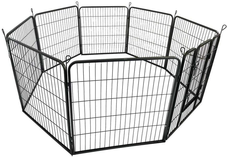 Miscool 31.49 in. H x 30.31 in. W x 78.74 in. D Foldable Metal Steel 8-Panels Dog Fence Kit Outdoor Exercise Kennel Dog Palypen