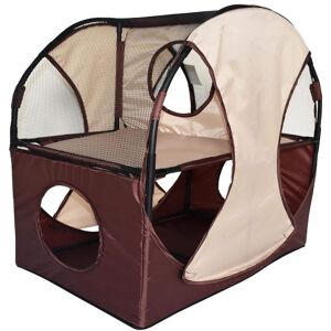 PET LIFE Khaki and Brown Kitty-Play Obstacle Travel Collapsible Soft Folding Pet Cat House