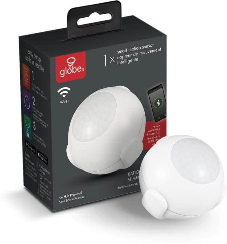 Globe Electric Wi-Fi Smart Wireless Motion Detector, No Hub Required, Battery Operated in White