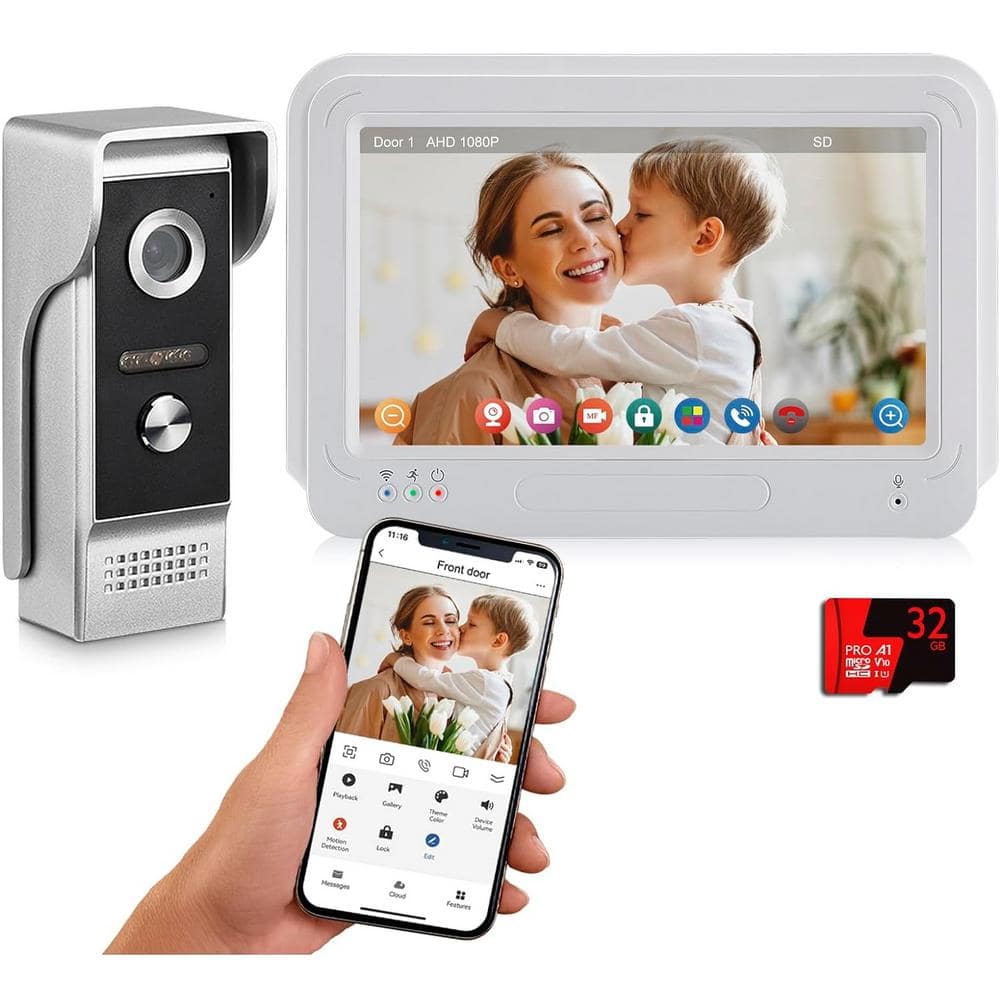Etokfoks 7 Inch Touch Screen Video Door Phone WiFi Video Doorbell Intercom System 1080P Video Door Camera with Monitor APP Remote