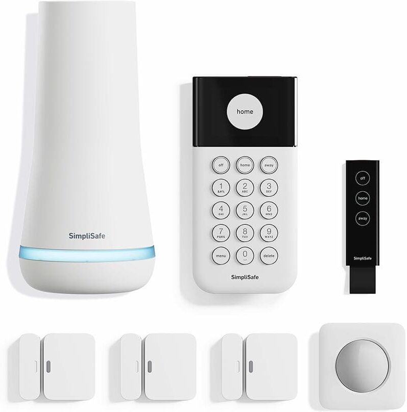 SimpliSafe Smart Home Security System (7 pc.) with Base Station, Siren, Keypad, Motion Sensor, 3 Entry Sensors, and Key Fob