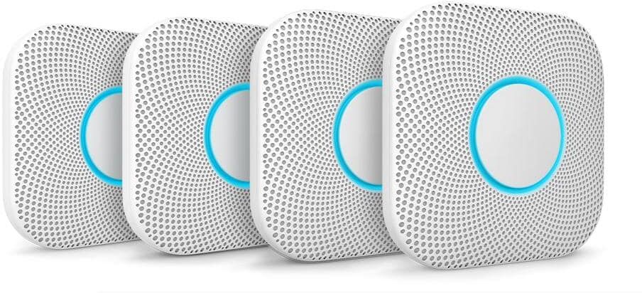 Google Nest Protect - Smoke Alarm and Carbon Monoxide Detector - Battery Operated - 4 Pack