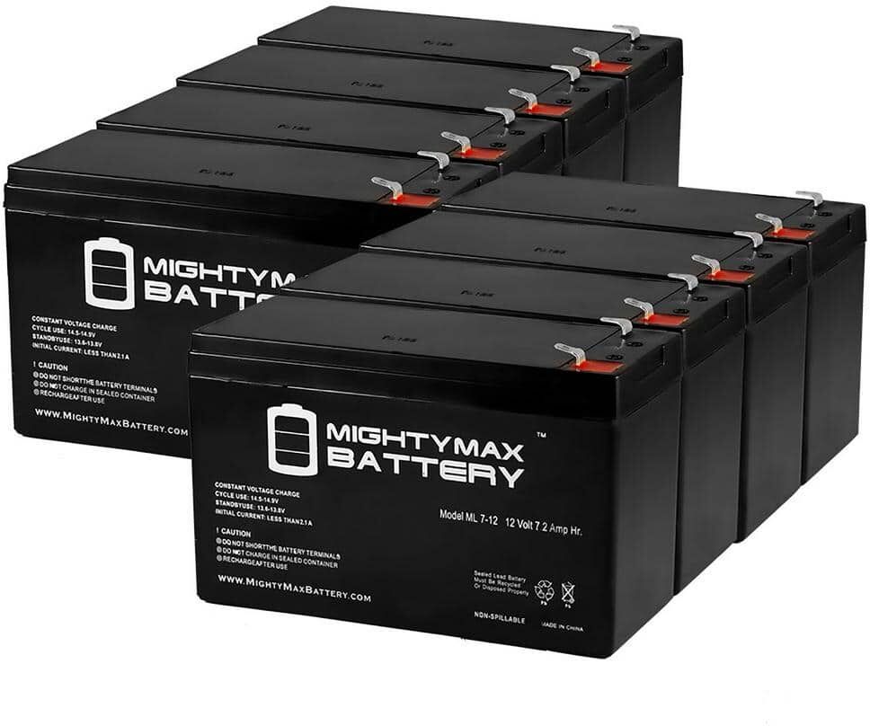 MIGHTY MAX BATTERY ML7-12 - 12V 7.2AH Alarm Home Security System Battery - 8 Pack