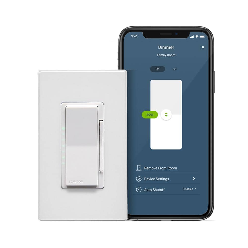 Leviton Decora Smart Wi-Fi Dimmer (2nd Gen) No Hub Required, Works with Google, Alexa, HomeKit, Anywhere Companions, White