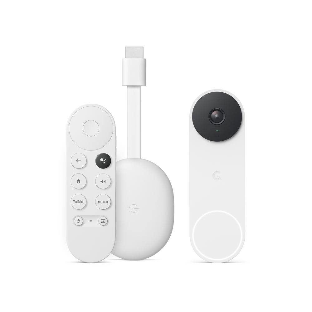 Google Nest Doorbell (Wired, 2nd Gen) Smart Video Doorbell Camera Snow + Chromecast with  TV (HD) - Snow