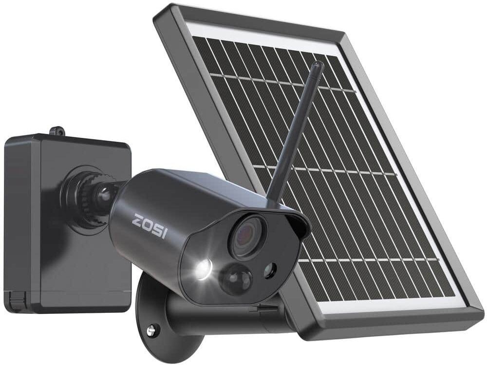 ZOSI Wireless 1080p Wi-Fi Battery Rechargeable Solar Panel IP Security Camera With 2-Way Audio, Human Detection