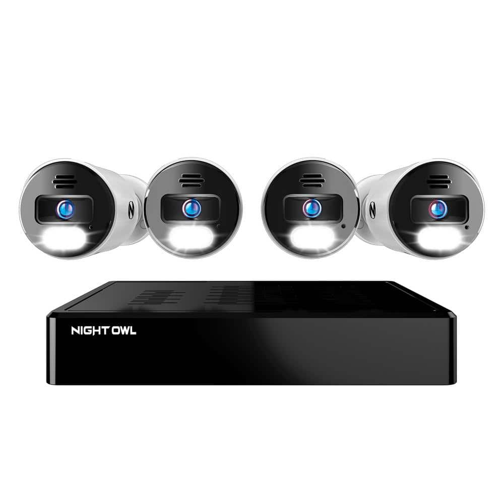 Night Owl BTN8 Series 8-Channel 4K Wired NVR Security System with 2TB Hard Drive and (4) 4K IP Spotlight 2-Way Audio Cameras