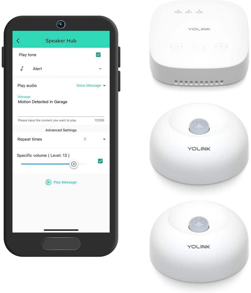 YoLink SpeakerHub and 2 Motion Sensor Smart Home and Security Kit