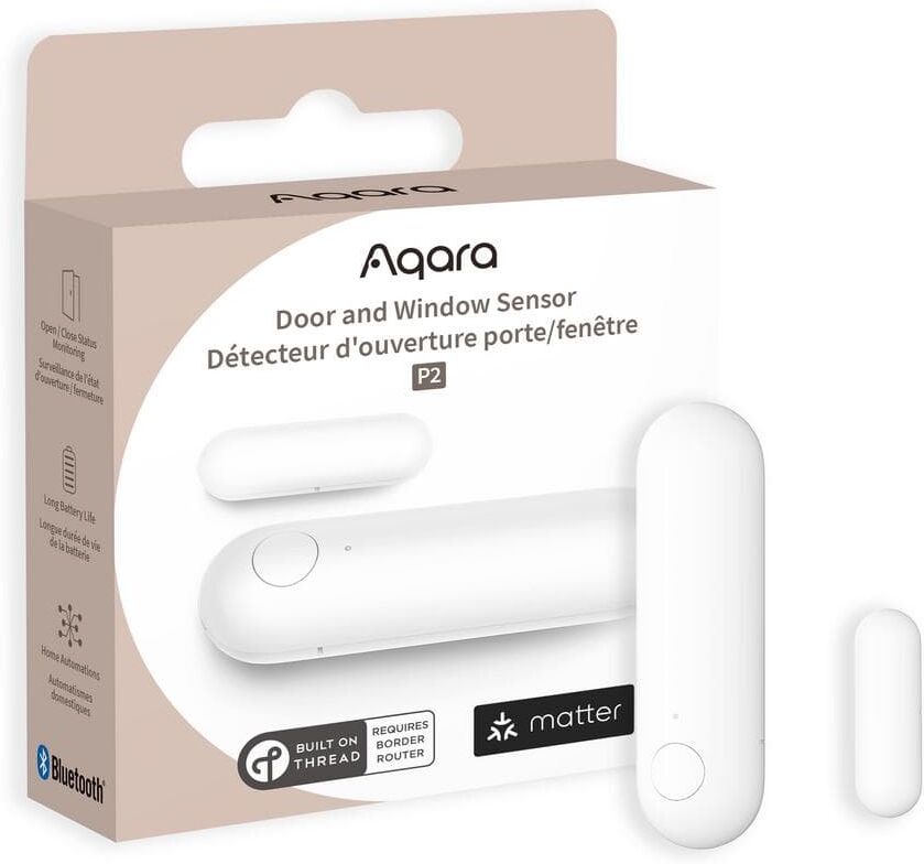 Aqara Door and Window Sensor P2 - with Native Matter Support, Open/Closed Status Monitoring and Alarm, Local Home Automation