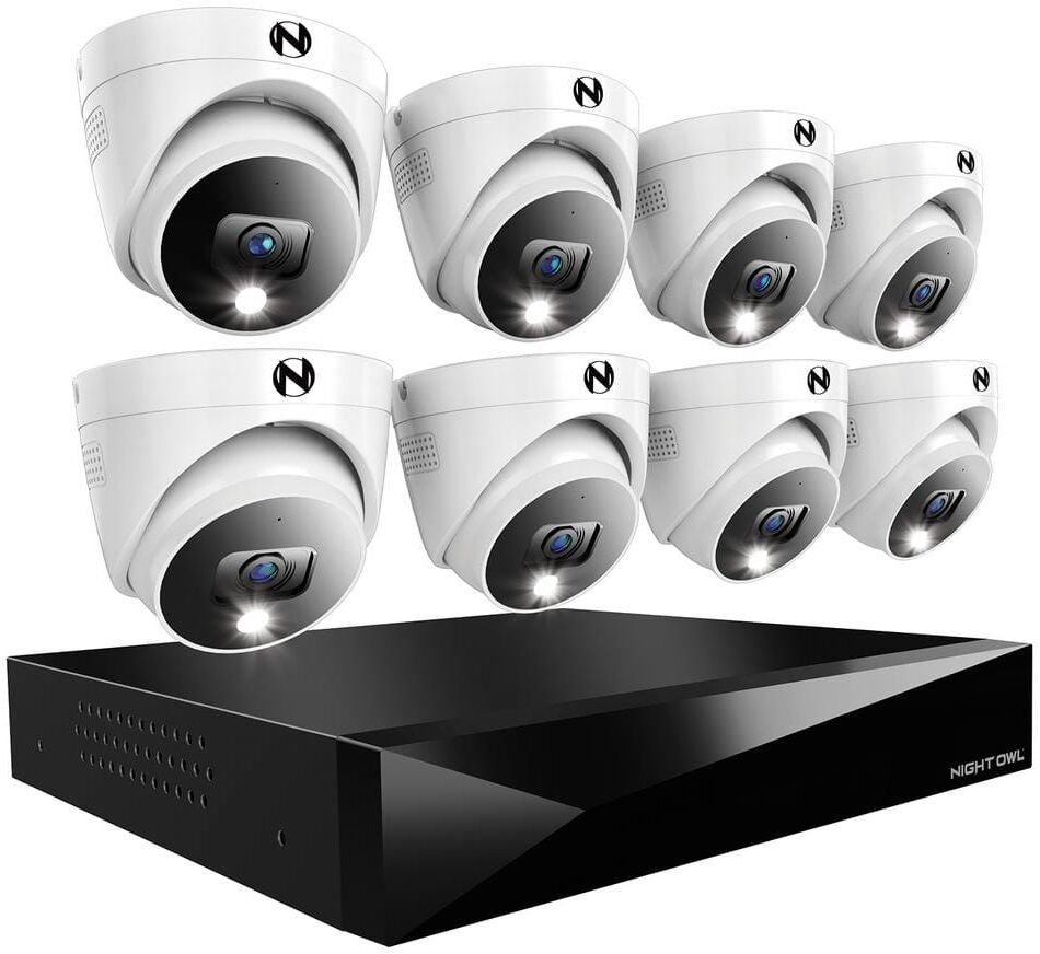 Night Owl 12-Channel Wired DVR Security System with 2TB Hard Drive and 8 2K Wired Dome Spotlight Cameras with 2-Way Audio