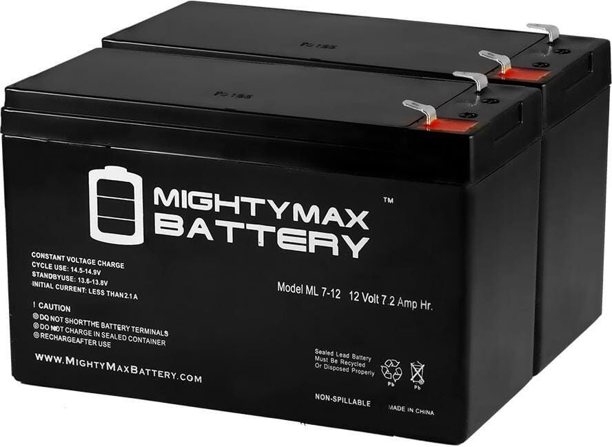 MIGHTY MAX BATTERY ML7-12 - 12V 7.2AH Alarm Home Security System Battery - 2 Pack