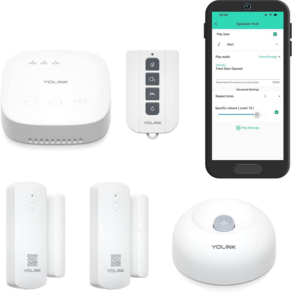 YoLink Home Security System, Wireless Smart DIY Alarm Kit, with App/Email/Limited SMS Alert, 5-Pieces-Kit