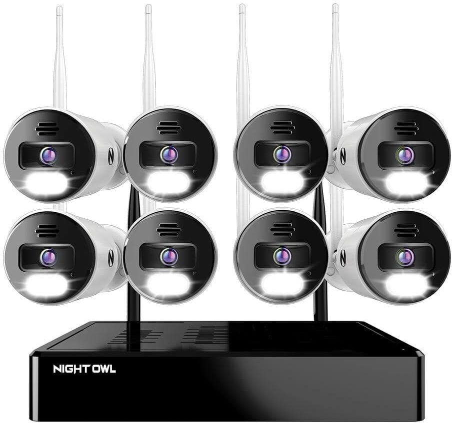 Night Owl BTWN8 Series 10-Channel 4K Wireless NVR Security System with 1 TB HardDrive and (8) 4K Wi-Fi IP Spotlight Audio Cameras