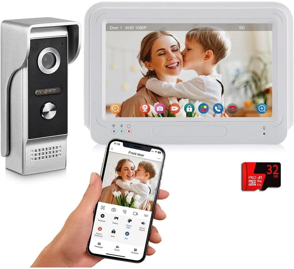 Etokfoks 7 Inch Touch Screen Video Door Phone WiFi Video Doorbell Intercom System 1080P Video Door Camera with Monitor APP Remote