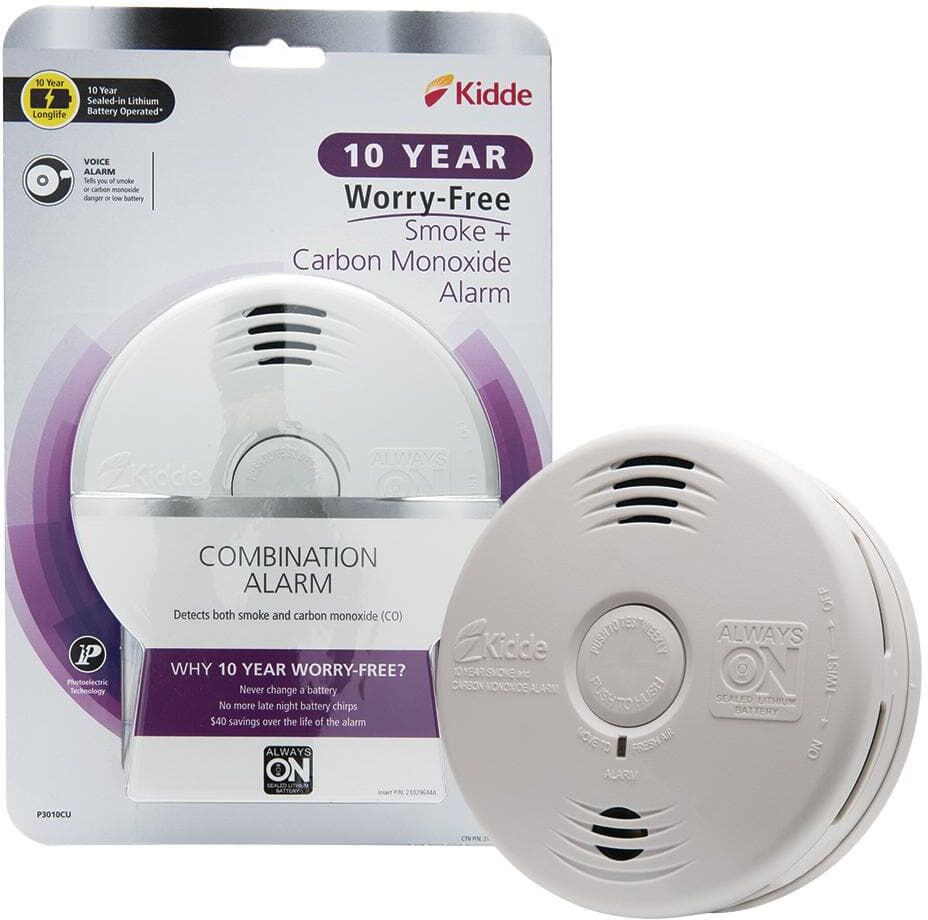 Kidde 10-Year Worry Free Smoke & Carbon Monoxide Detector, Lithium Battery Powered with Photoelectric Sensor and Voice Alarm