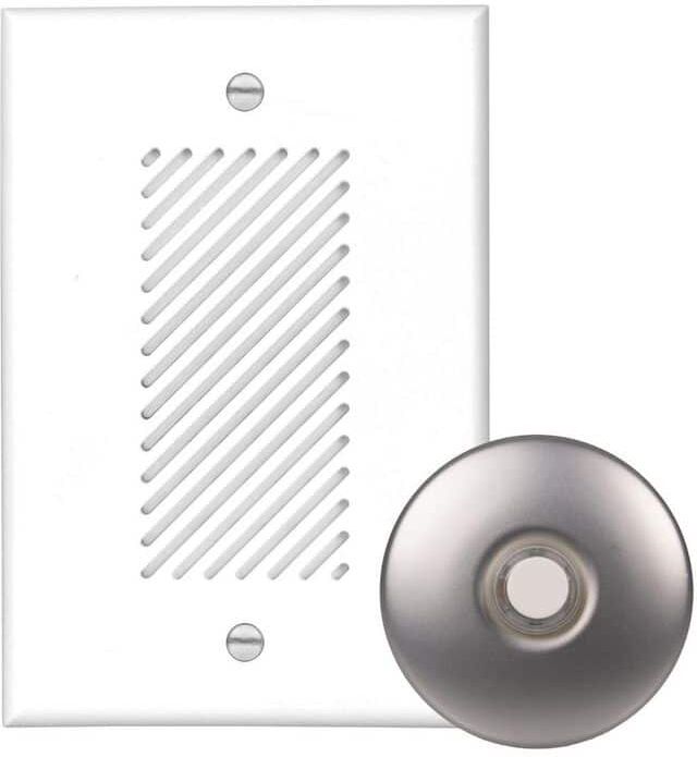 NICOR Wired Single-Gang Electronic Door Chime Kit with Brushed Nickel Stucco Button