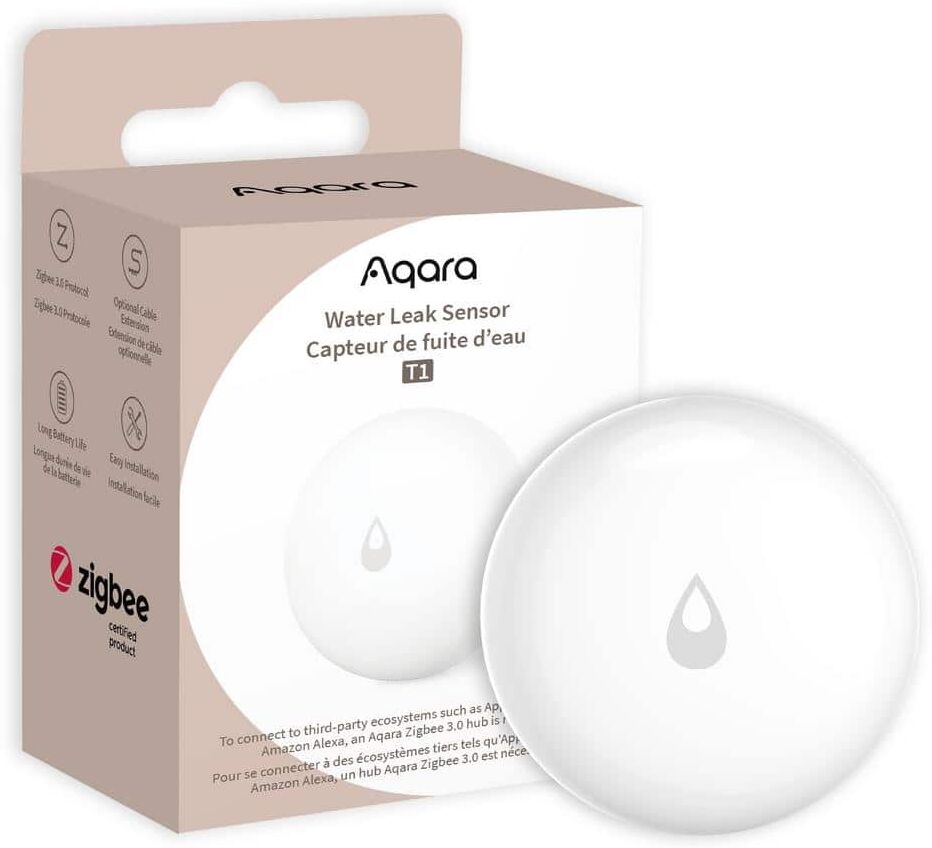 Aqara Water Leak Sensor T1- Wireless Mini Flood Detector for Alarm System and Smart Home Automation, Requires  Hub