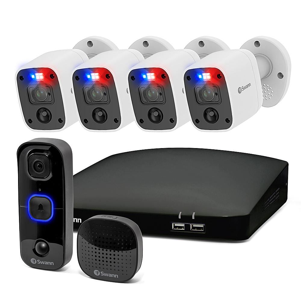 New Home Security Kit SwannForce 4-Channel, 4-Bullet 4K UHD 1TB DVR Camera System with Video Doorbell and Chime