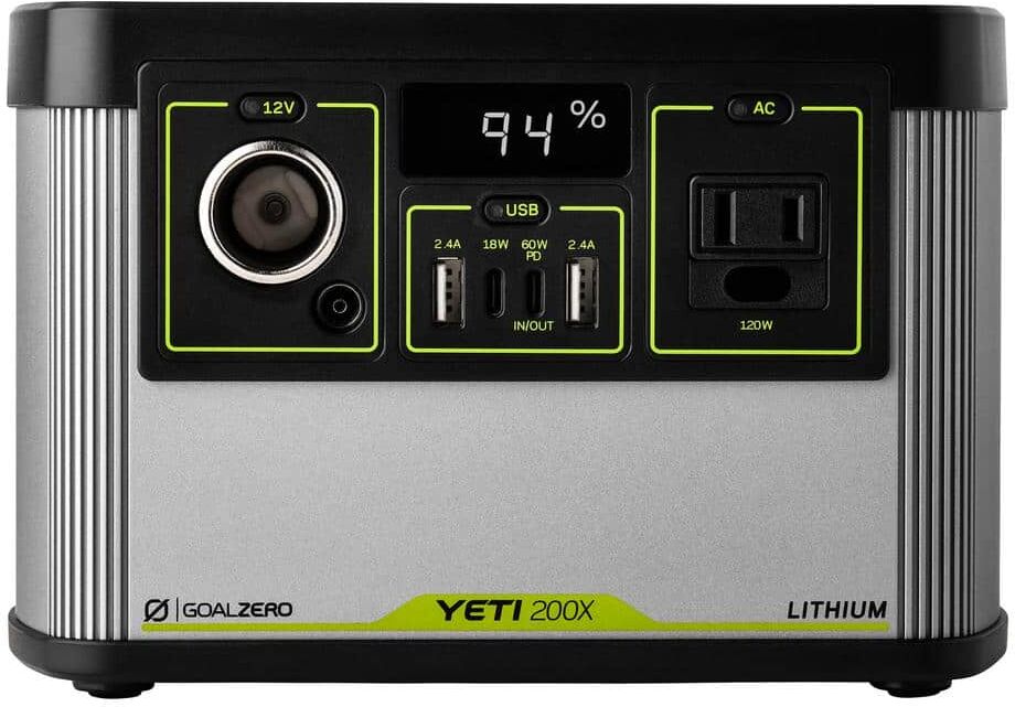 Goal Zero Yeti 200X Portable Power Station 187Wh Lithium Battery Generator 120 Watt AC Inverter Emergency Backup Solar Generator