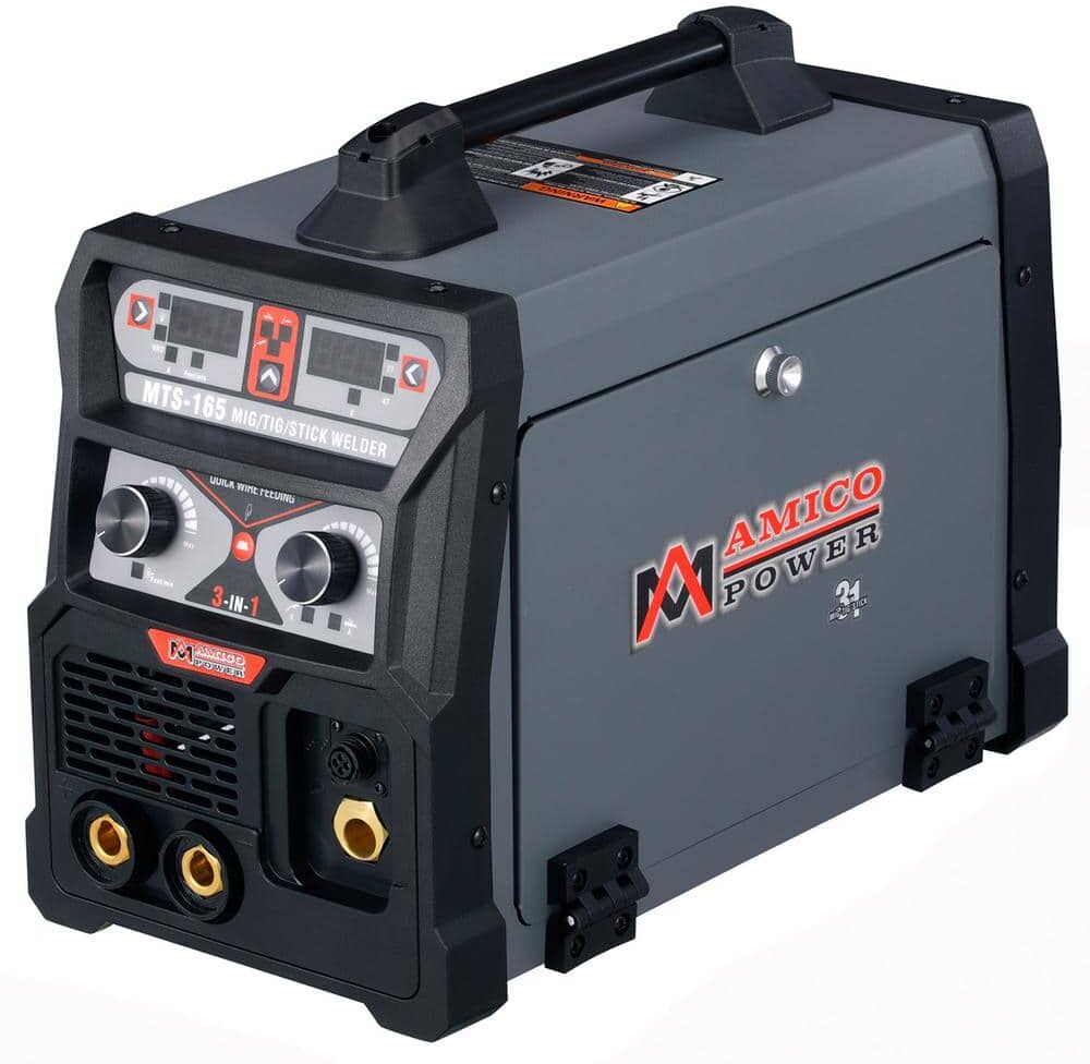 AM AMICO ELECTRIC 165 Amp MIG Wire Feed/Flux Core/TIG Torch/Stick Arc Welder, Weld Aluminum with 2T/4T 110-Volt/230-Volt Welding