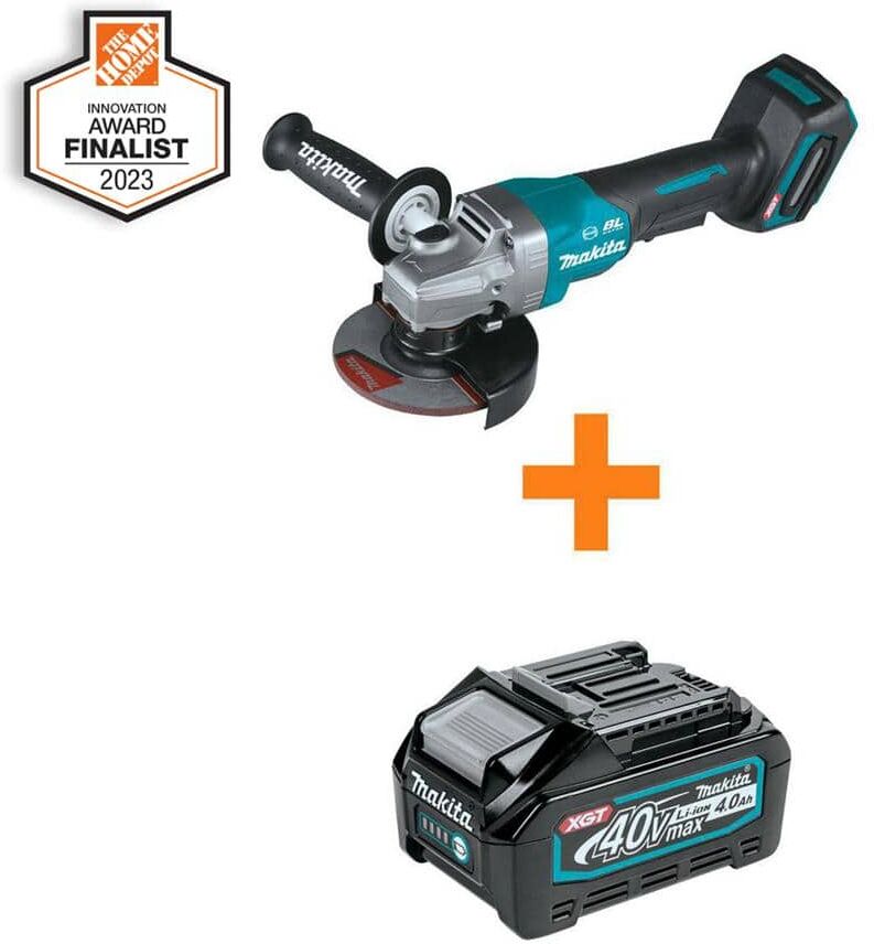 Makita 40V Max XGT Brushless Cordless 4-1/2/5 in. Paddle Switch Angle Grinder (Tool Only) with bonus 40V Max XGT 4.0Ah Battery