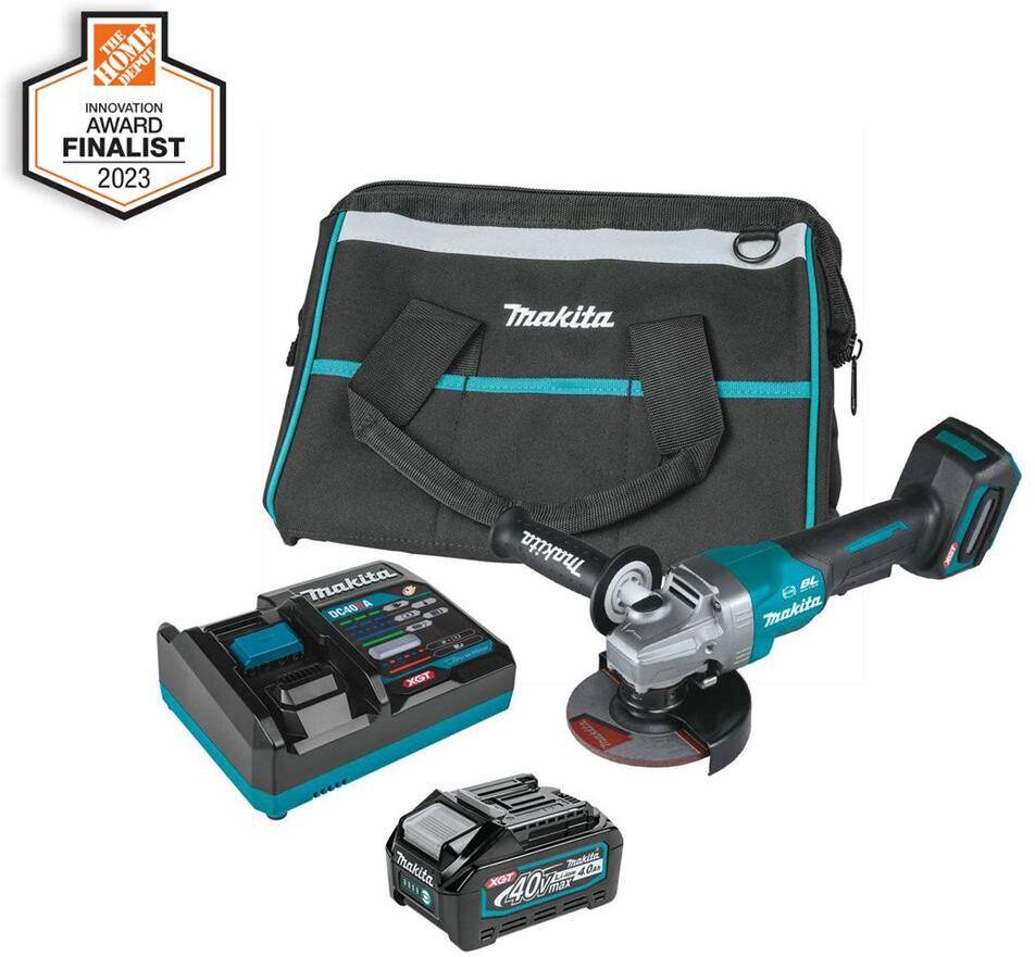 Makita 40V Max XGT Brushless Cordless 4-1/2/5 in. Paddle Switch Angle Grinder Kit with Electric Brake (4.0Ah)