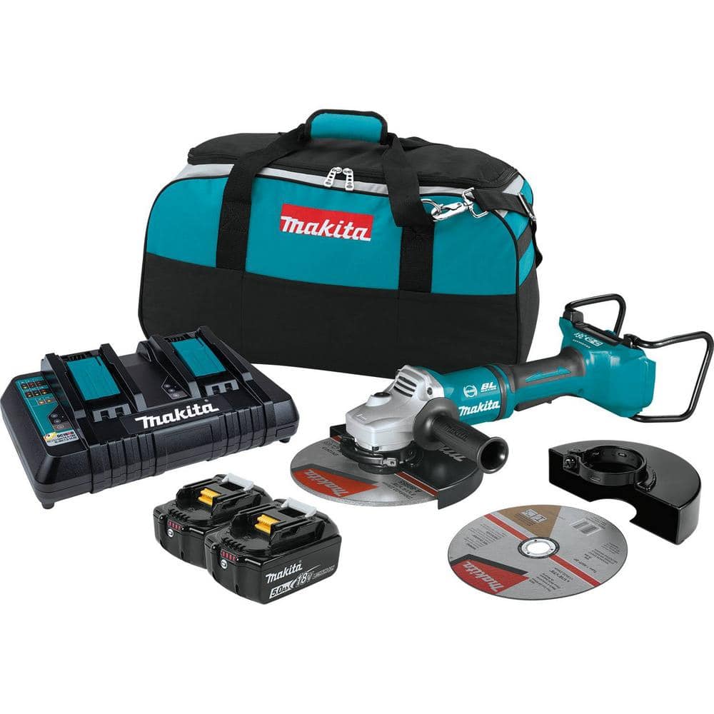 Makita 18V X2 LXT Lithium-Ion (36V) Brushless Cordless 9 in. Paddle Switch Cut-Off/Angle Grinder Kit w Electric Brake 5.0Ah