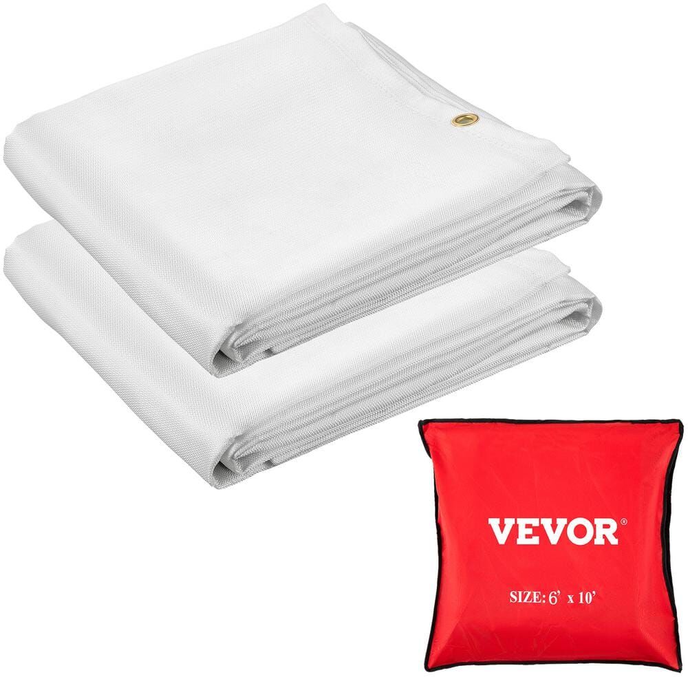 VEVOR 2PCS 8 ft. x 10 ft. Emergency Fire Blanket Fiberglass Heat Resists 1022°F Welding Blanket Mat with Carry Bag, White