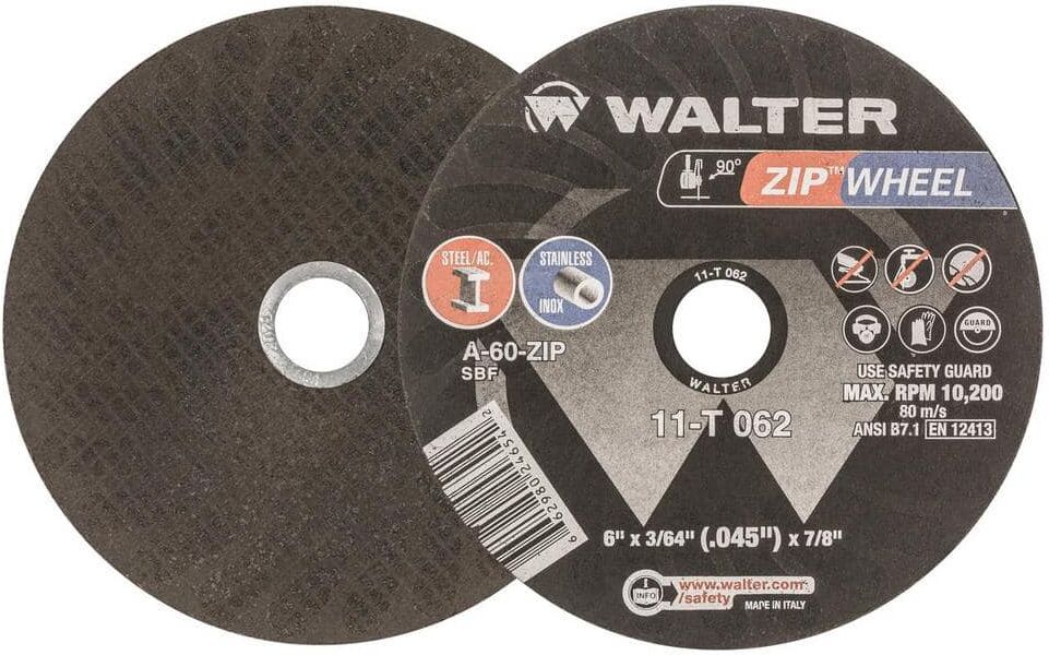 WALTER SURFACE TECHNOLOGIES Zip Wheel 6 in. x 7/8 in. Arbor x 3/64 in. Highest Performing Cut-Off Wheel (25-Pack)