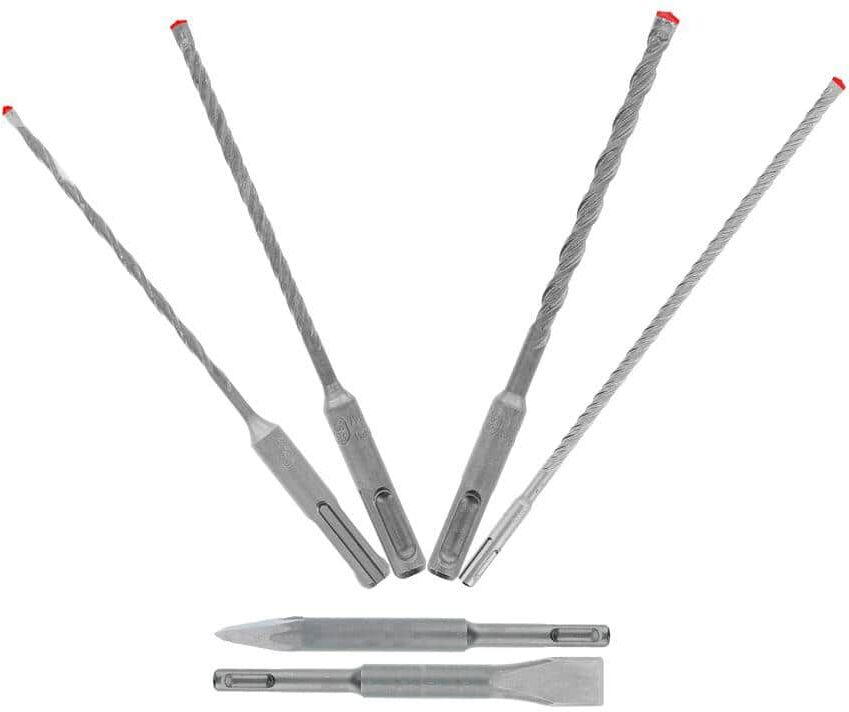 DIABLO SDS-Plus Rebar Demon 4-Cutter Full Carbide Head Hammer Drill Bit and Chisel Set (6-Piece)