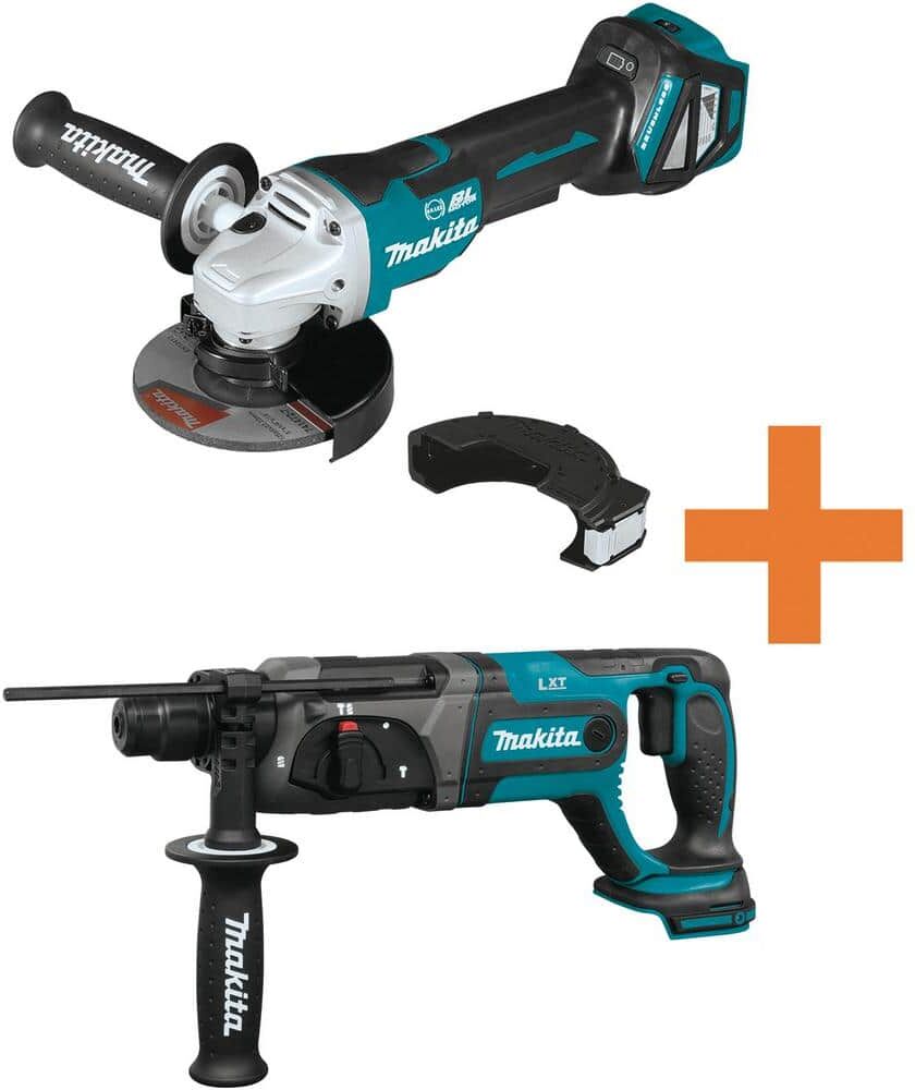 Makita 18V Brushless 4-1/2 in./5 in. Paddle Switch Cut-Off/Angle Grinder and 18V LXT 7/8 in. SDS-Plus Rotary Hammer Drill