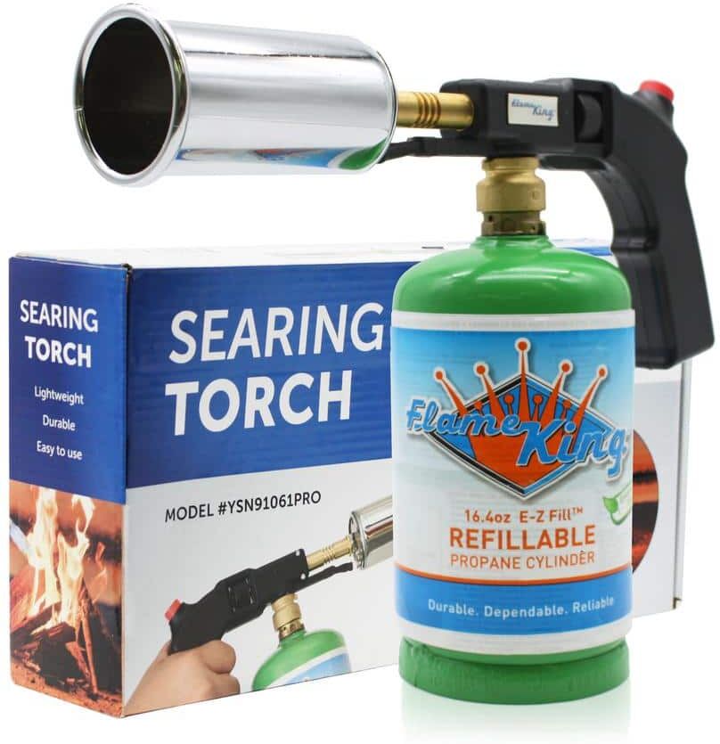 Flame King Propane Handheld PRO Searer Torch with Self Ignition for 1 lb. propane cylinder