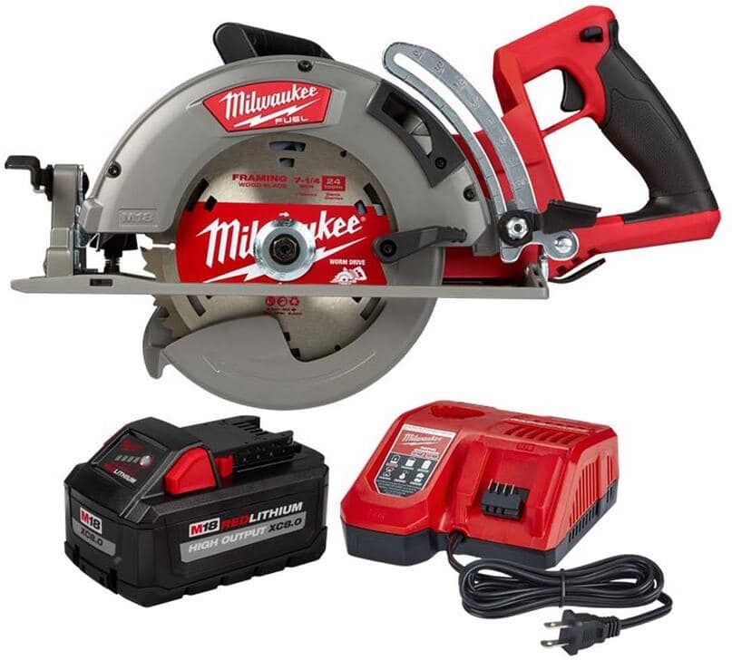 Milwaukee M18 FUEL 18V Lithium-Ion Cordless 7-1/4 in. Rear Handle Circular Saw with 8.0 Ah Starter Kit