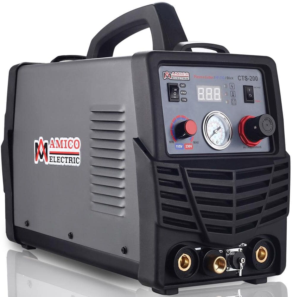 AM AMICO ELECTRIC Plasma Cutter/TIG/Stick Arc 3-in-1 Combo DC Welder 50A-Plasma Cutter 200A-TIG-Torch 200A-Stick Arc Welding Machine