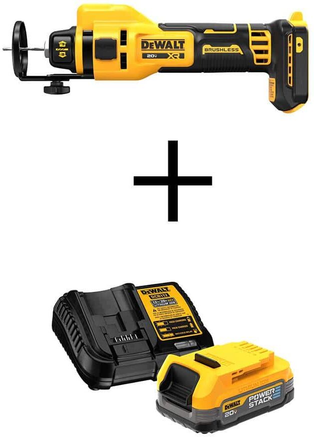 DeWalt XR 20-Volt Lithium-Ion Cordless Rotary Drywall Cut-Out Tool with POWERSTACK 1.7 Ah Battery and Charger