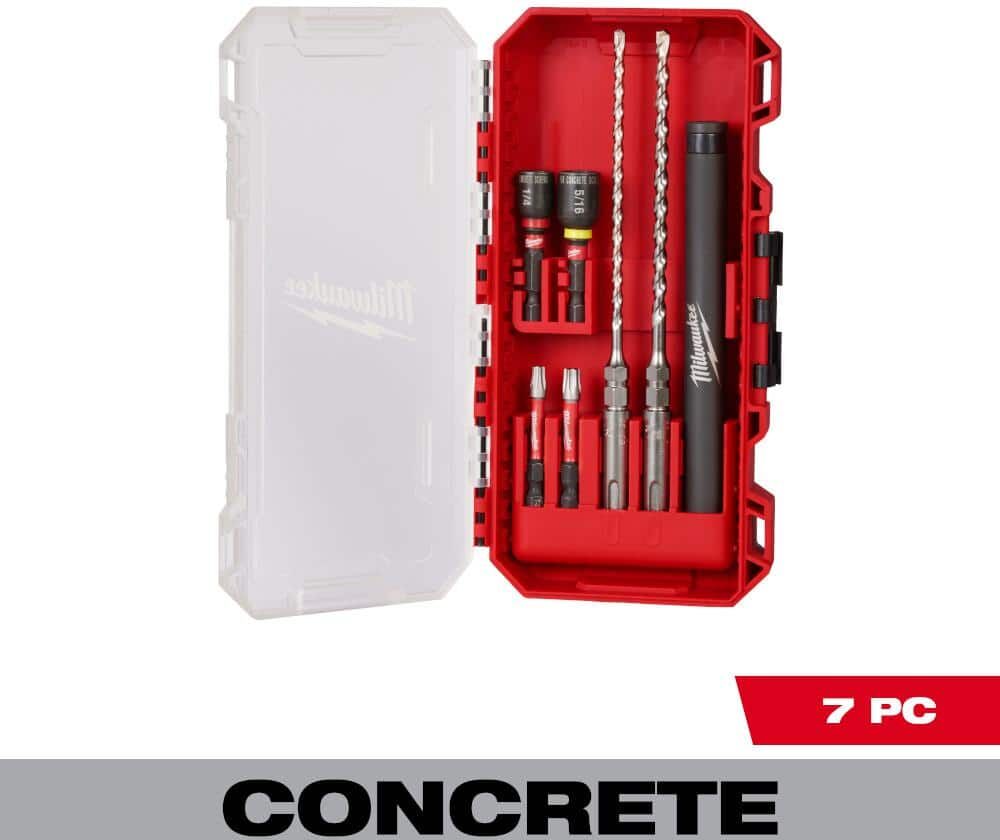 Milwaukee 1/4 in. x 5/32 in. Carbide Tip SDS-PLUS Concrete Screw Drill and Bit Kit (7-Piece)