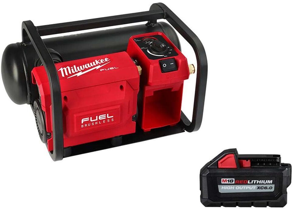 Milwaukee M18 FUEL 18-Volt Brushless Cordless 2 Gal. Electric Quiet Compact Air Compressor w/M18 High Output Battery Pack 6.0Ah