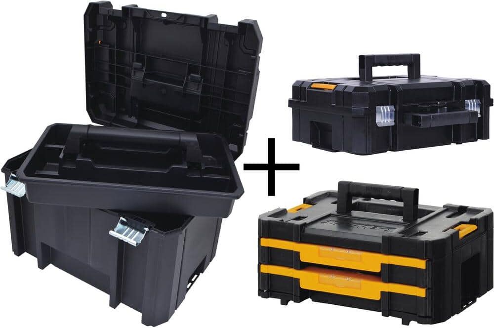 DeWalt TSTAK VI 17 in. Deep Tool Box, TSTAK II Flat Top Tool Case and TSTAK IV 18-Compartment Small Parts Organizer