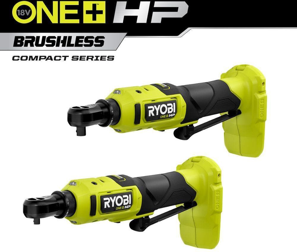 RYOBI ONE+ 18V HP Brushless Cordless Compact 2-Tool Combo Kit with 3/8 in. and 1/4 in. High Speed Ratchets (Tools Only)