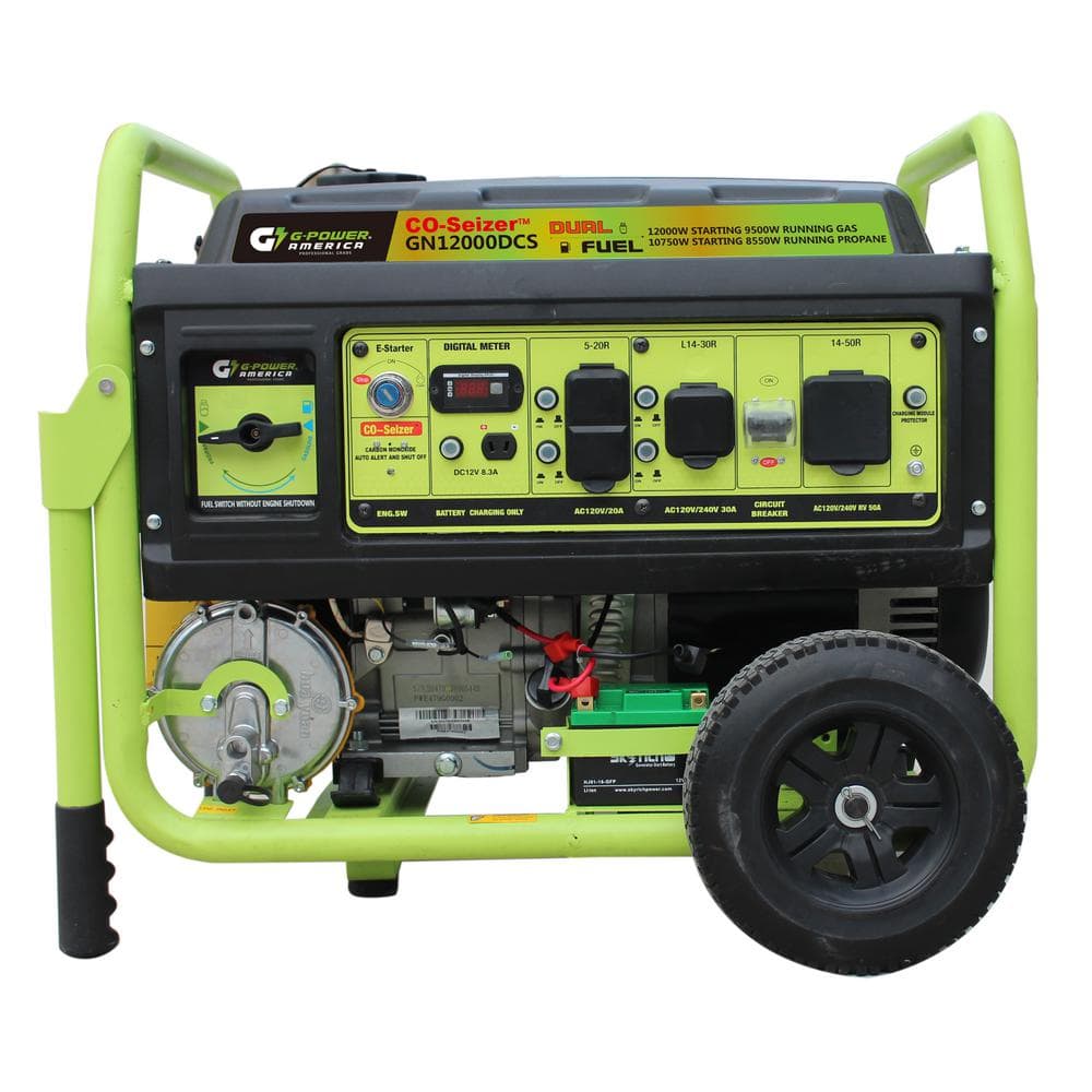 Green-Power 12000-Watt Electric Start Gasoline/Propane Portable Generator with CO Detector