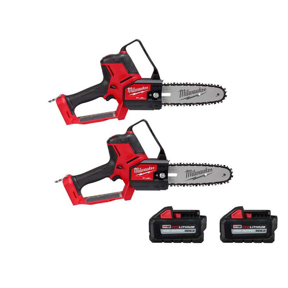 Milwaukee M18 FUEL 8 in. 18V Lithium-Ion Brushless Electric Cordless Chainsaw HATCHET w/(2) 6.0 Ah High Output Battery (2-Tool)