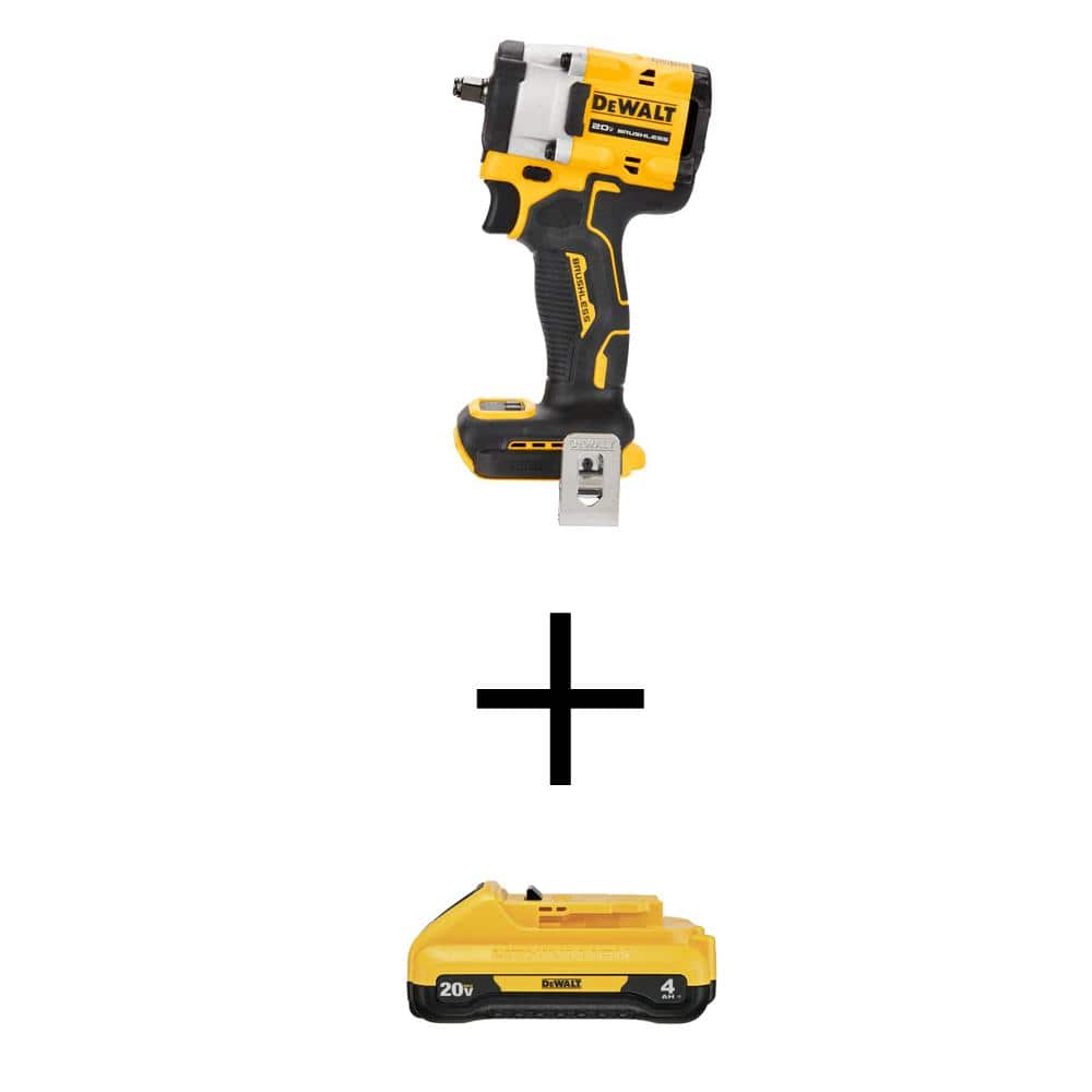 DeWalt ATOMIC 20-Volt MAX Cordless Brushless 3/8 in. Impact Wrench with 20-Volt MAX Compact Lithium-Ion 4.0Ah Battery Pack